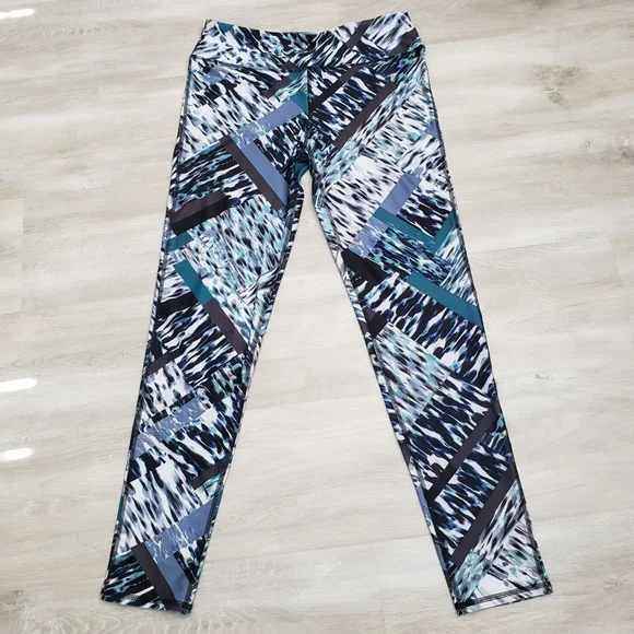 New MONO B Blue Strokes Active Yoga Workout Leggings - Picture 5 of 8